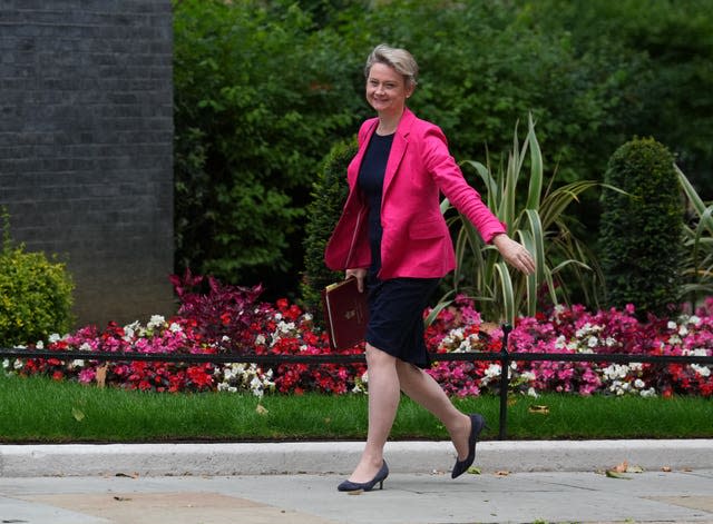 Yvette Cooper walking in Downing Street