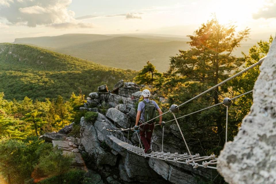 Visitors can enjoy a bird’s eye view of the Catskills from the Mohonk Mountain House via ferrata (Mohonk Mountain House)