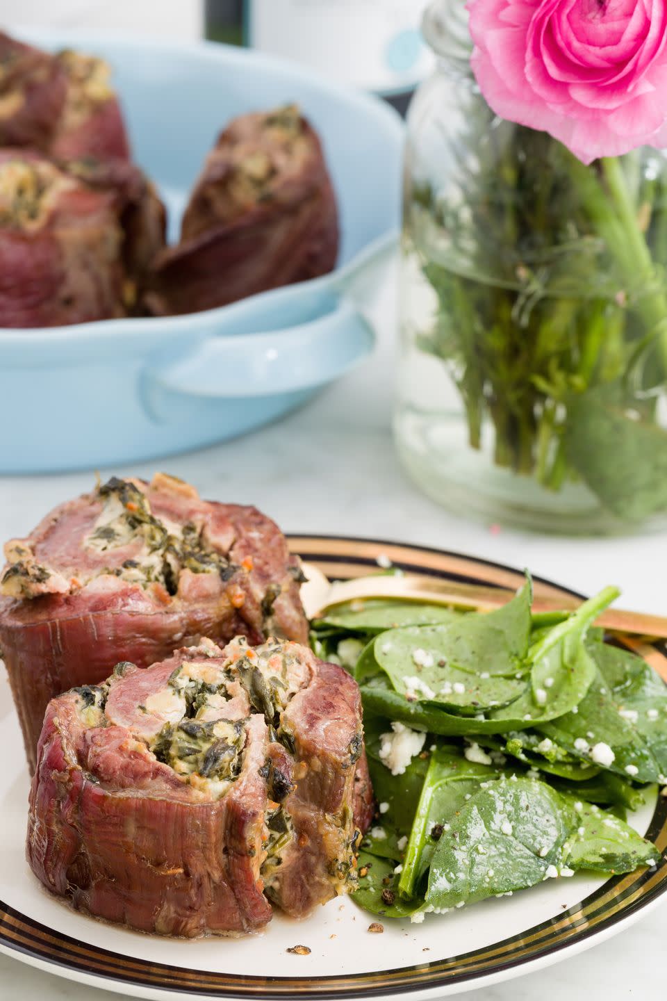 Spinach-and-Artichoke Steak Roll-Ups