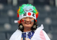 A Japan fan shows their support during the 2019 FIFA Women's World Cup France group D match between Argentina and Japan at Parc des Princes on June 10, 2019 in Paris, France. (Photo by Catherine Ivill - FIFA/FIFA via Getty Images)