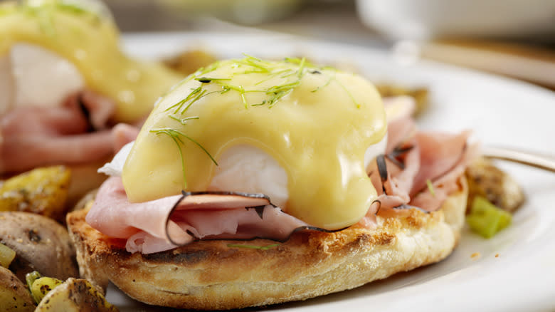 Eggs Benedict on plate