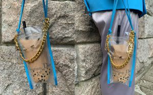 有日本設計師設計出客製化精品手搖飲料袋，讓喝珍奶從平民享受提升到另一個奢華境界 。（圖／翻攝自IG）