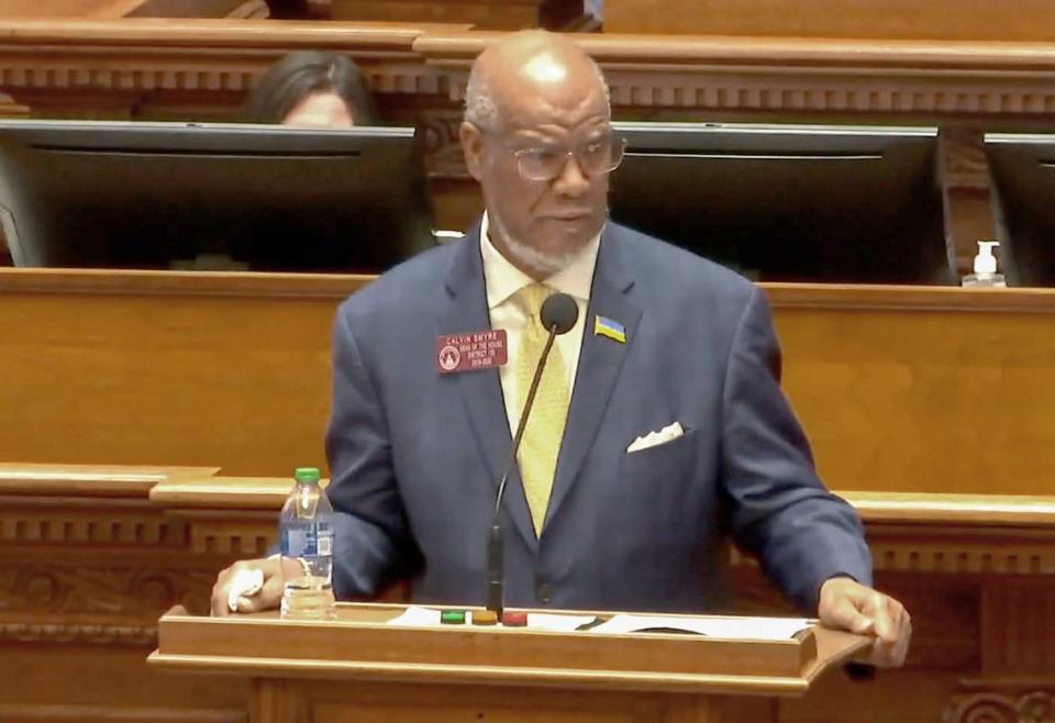 State Rep. Calvin Smyre of Columbus addresses the Georgia General Assembly’s House on April 4, 2021.