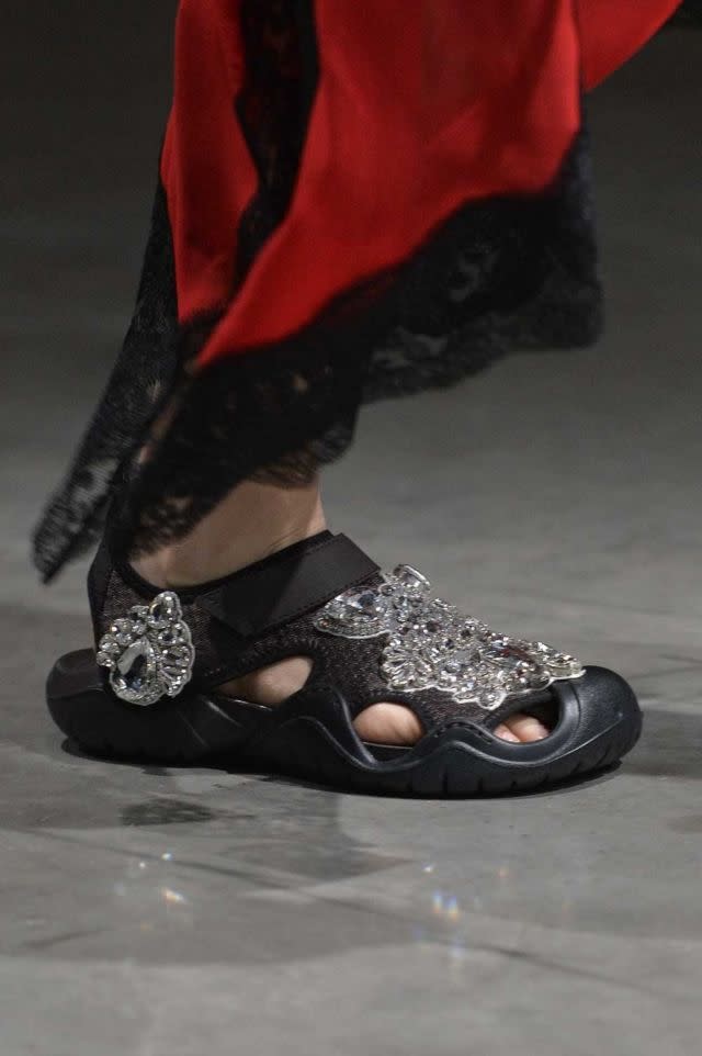 Rhinestone-encrusted Crocs Swiftwater Sandal in black