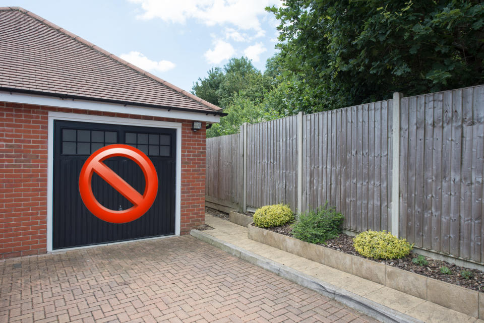no entry sign over a garage in a home