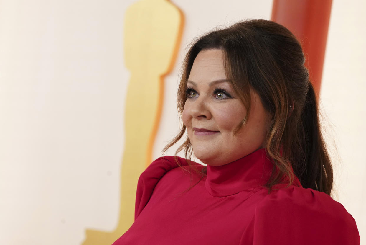 Melissa McCarthy arrives at the Oscars on Sunday, March 12, 2023, at the Dolby Theatre in Los Angeles. (Photo by Jordan Strauss/Invision/AP)