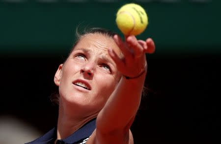 FILE PHOTO: Tennis - French Open - Roland Garros, Paris, France, June 7, 2017. Czech Republic's Karolina Pliskova in action during her quarter final match against France's Caroline Garcia. REUTERS/ Benoit Tessier/File Photo