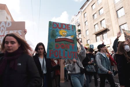 Activists take part in the Global Climate Strike in Gdynia