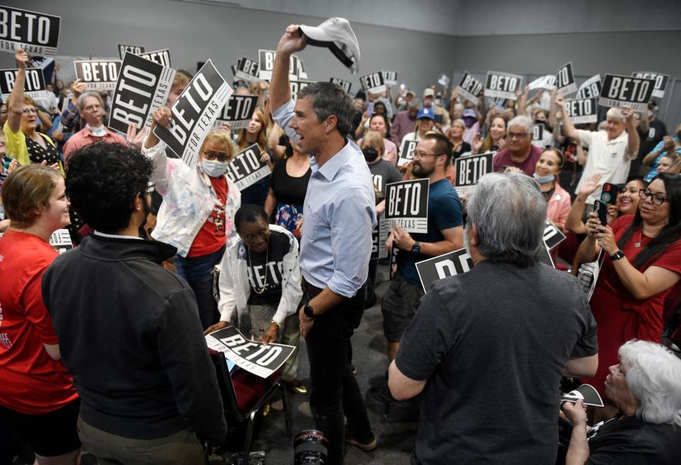 Texas governor candidate Beto O’Rourke hosts a town hall meeting in Lubbock on Thursday.