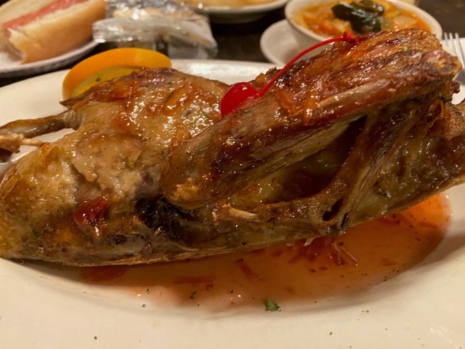 We tried the Roast Duckling at Rutt's Hut.