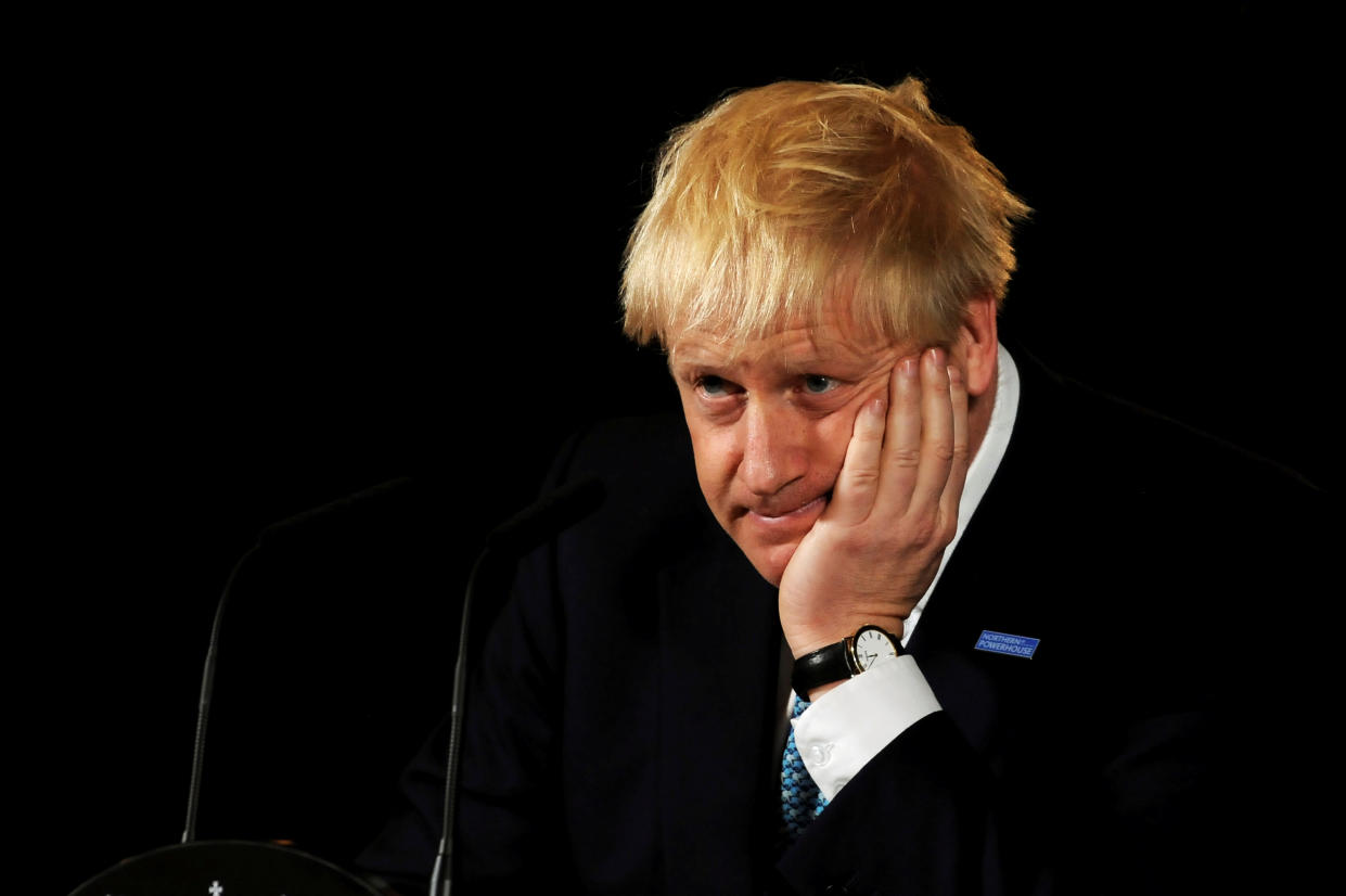 Britain's Prime Minister Boris Johnson reacts during a speech on domestic priorities at the Science and Industry Museum in Manchester, Britain July 27, 2019. Rui Vieira/Pool via REUTERS