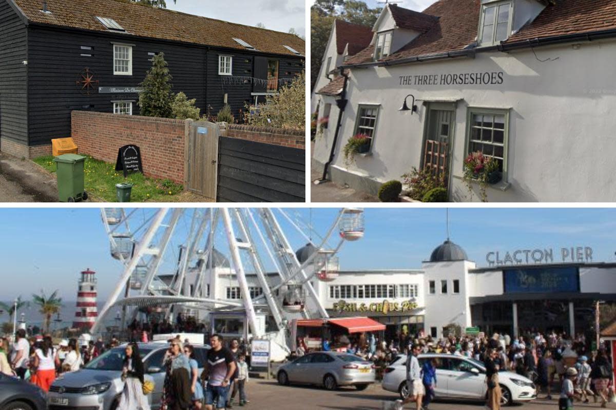 Some of the winners - Maison de Clements, The Three Horseshoes and Clacton Pier <i>(Image: Google / File photo)</i>