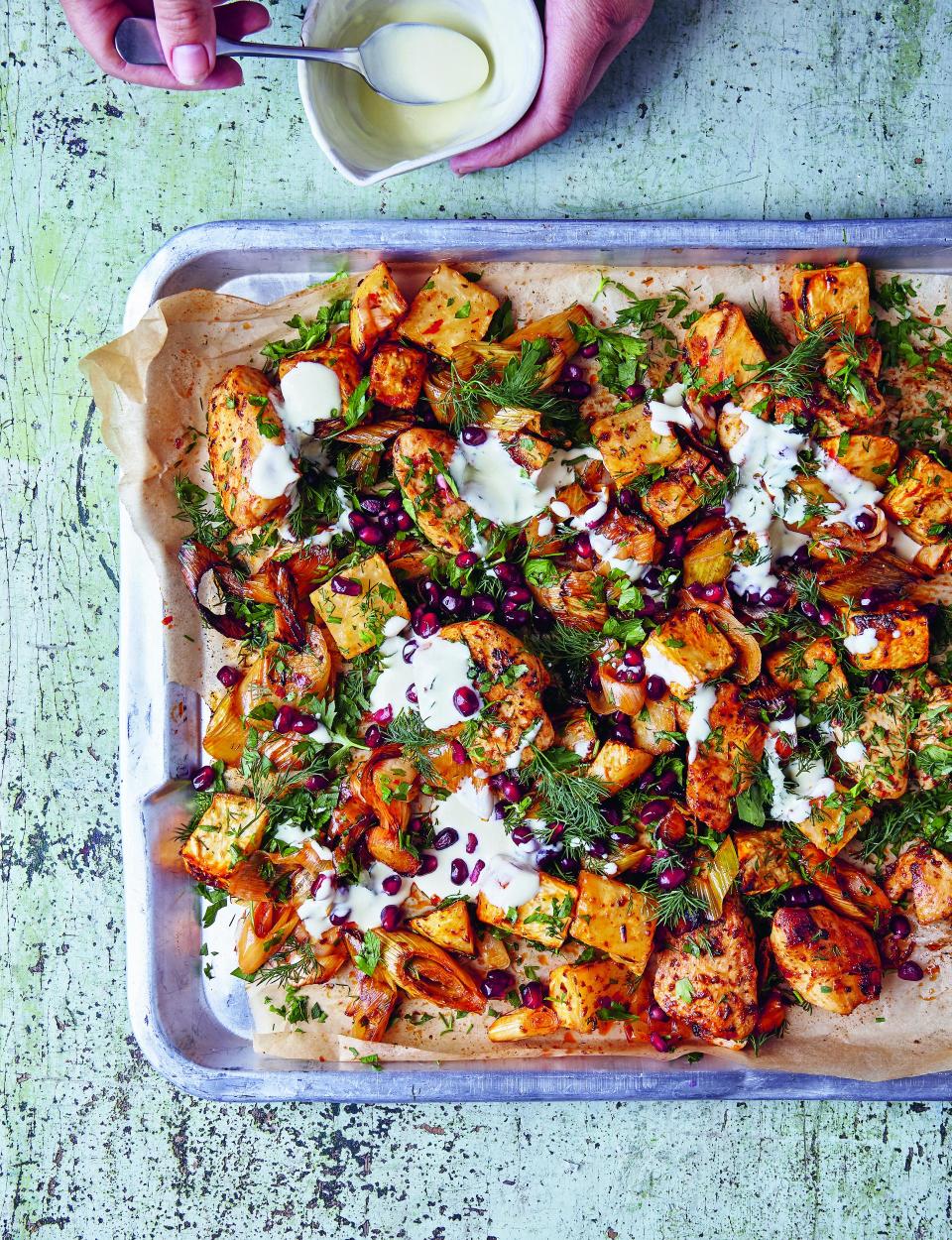 Eve Kalinik's Harissa Chicken dish from her book Healthy Gut, Healthy Mind