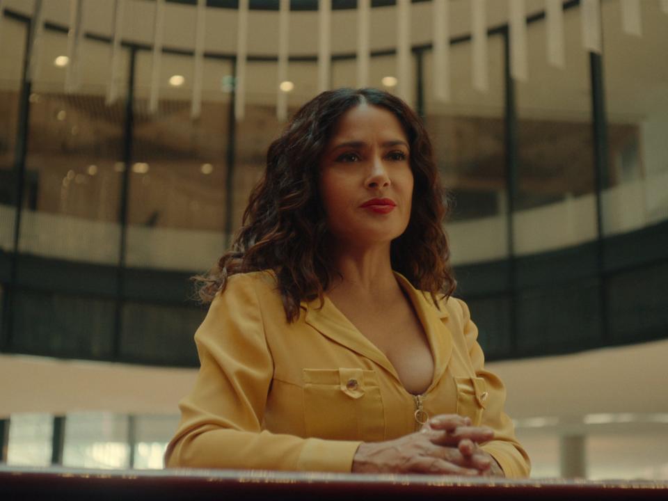 Salma Hayek Pinault as herself in "Black Mirror" season 6.