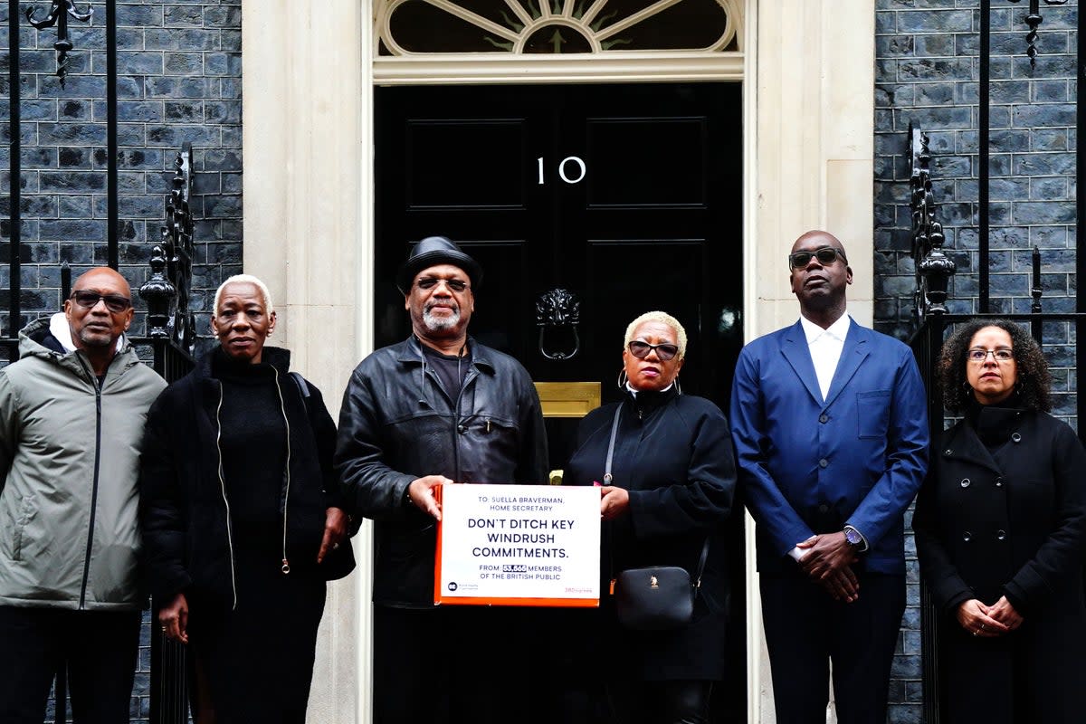 Windrush campaigners hand in their petition to 10 Downing Street (Victoria Jones/PA) (PA Wire)