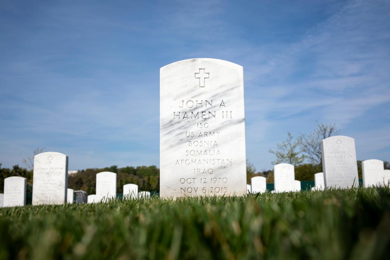 About 400,000 veterans and their dependents are buried at Arlington National Cemetery, in Arlington, Virginia.