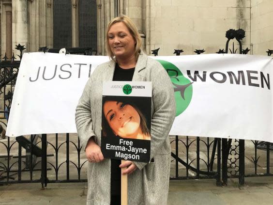 Emma-Jayne Magson’s mother Joanne Smith outside the Royal Courts of Justice ahead of her daughter’s appeal (PA)