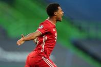 <p>Serge Gnabry exulte après l'ouverture du score</p>