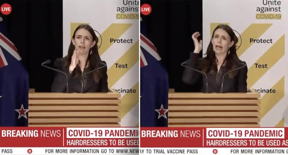 Jacinda Ardern at a press conference on Monday.