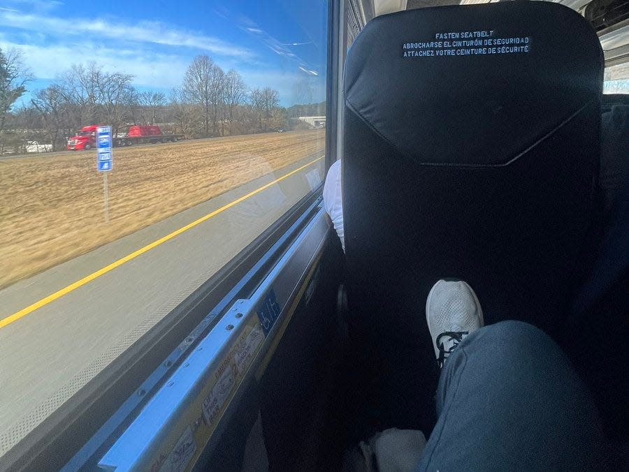 view of coach seat on greyhound bus