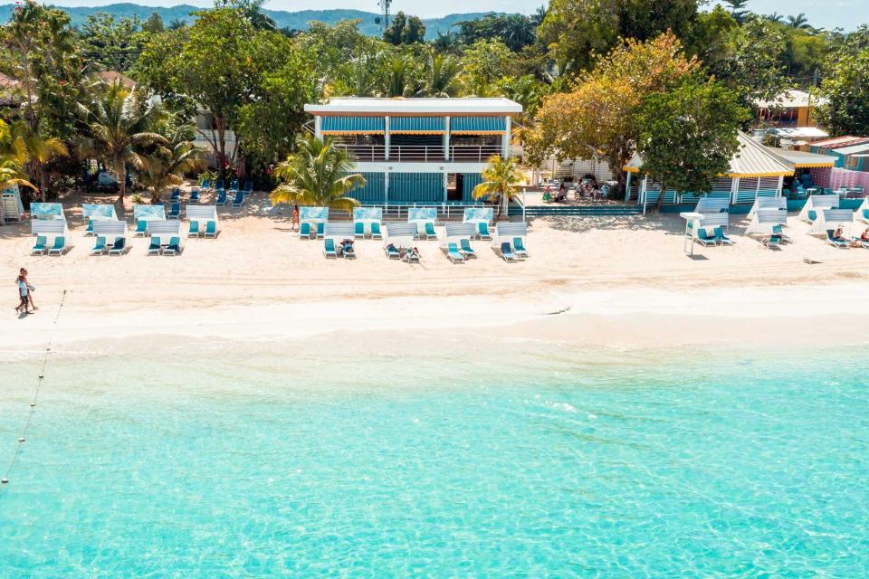 Aerial view of the beach at the Skylark Negril resort in Jamaica