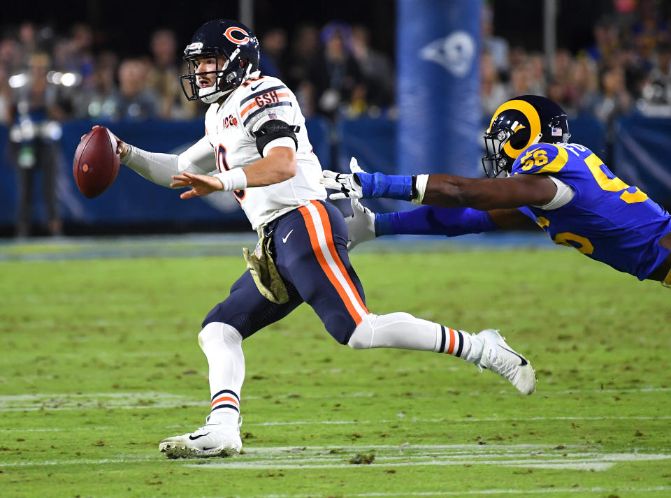 Quarterback Mitchell Trubisky was pulled out of Sunday's loss to the Rams. (Photo by Jayne Kamin-Oncea/Getty Images)