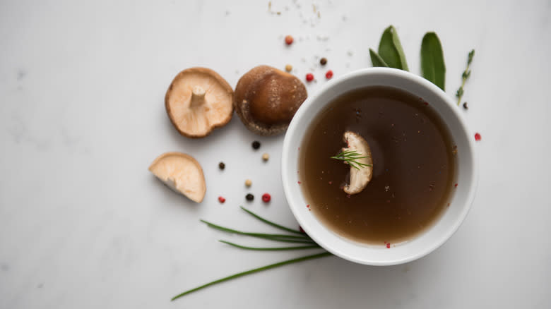 Bowl of mushroom broth