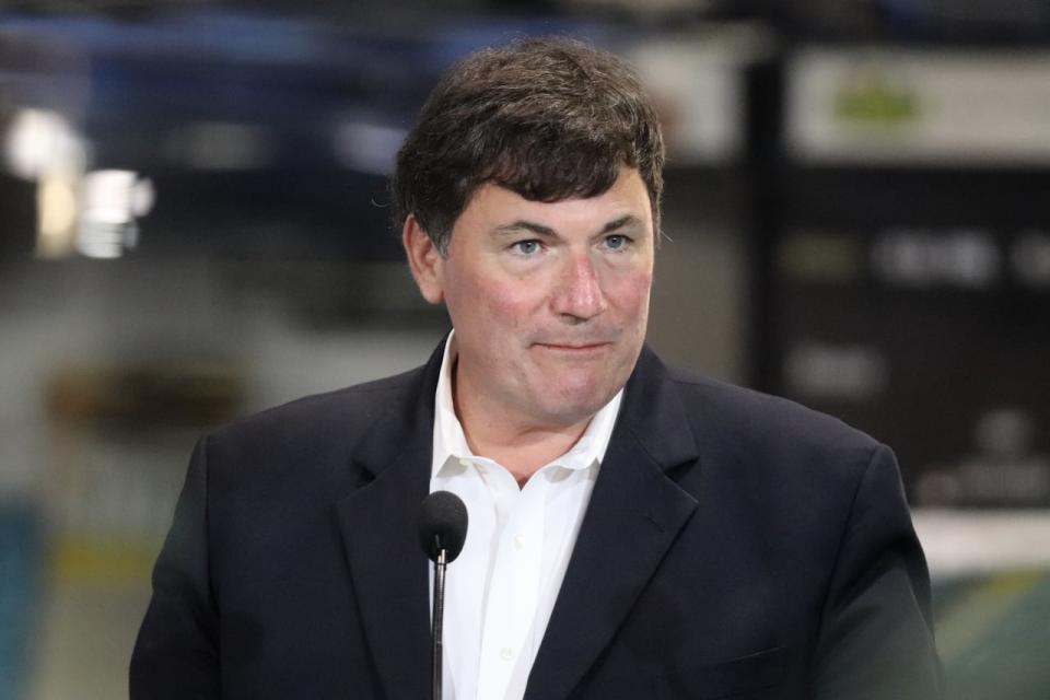 Intergovernmental Affairs Minister Dominic LeBlanc, the Liberal MP for Beauséjour, speaks at the Moncton Coliseum on July 27, 2021. 