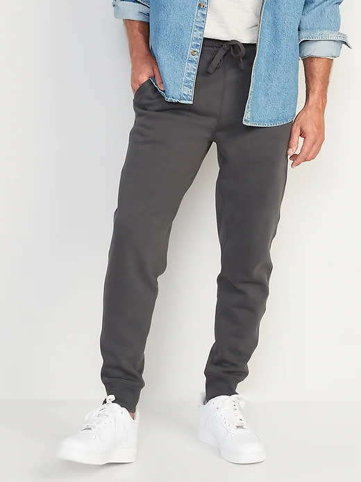 model wears grey Tapered Jogger Sweatpants