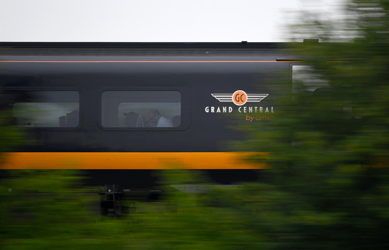 A Grand Central train passes through Sandy in Cambridgeshire. Photo: Joe Giddens/PA Wire/PA Images