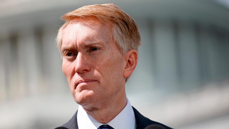 PHOTO: Sen. James Lankford (R-OK) speaks on border security and Title 42 during a press conference at the Capitol on May 11, 2023 in Washington, DC.  (Kevin Dietsch/Getty Images, FILE)