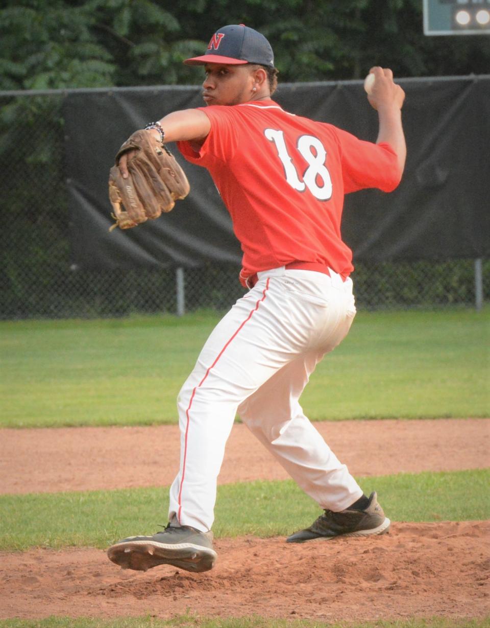 Norwich's Jeremy Garcia-Munoz delivers a pitch during a win against Moosup at Dickenman Field.