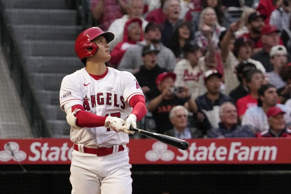 Shohei Ohtani follows up on a two-run home run on the Angels'  5-4 win over the Seattle Mariners.