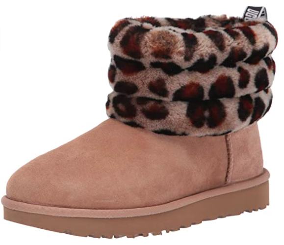 UGG Women's Fluff Mini Quilted Leopard Boot