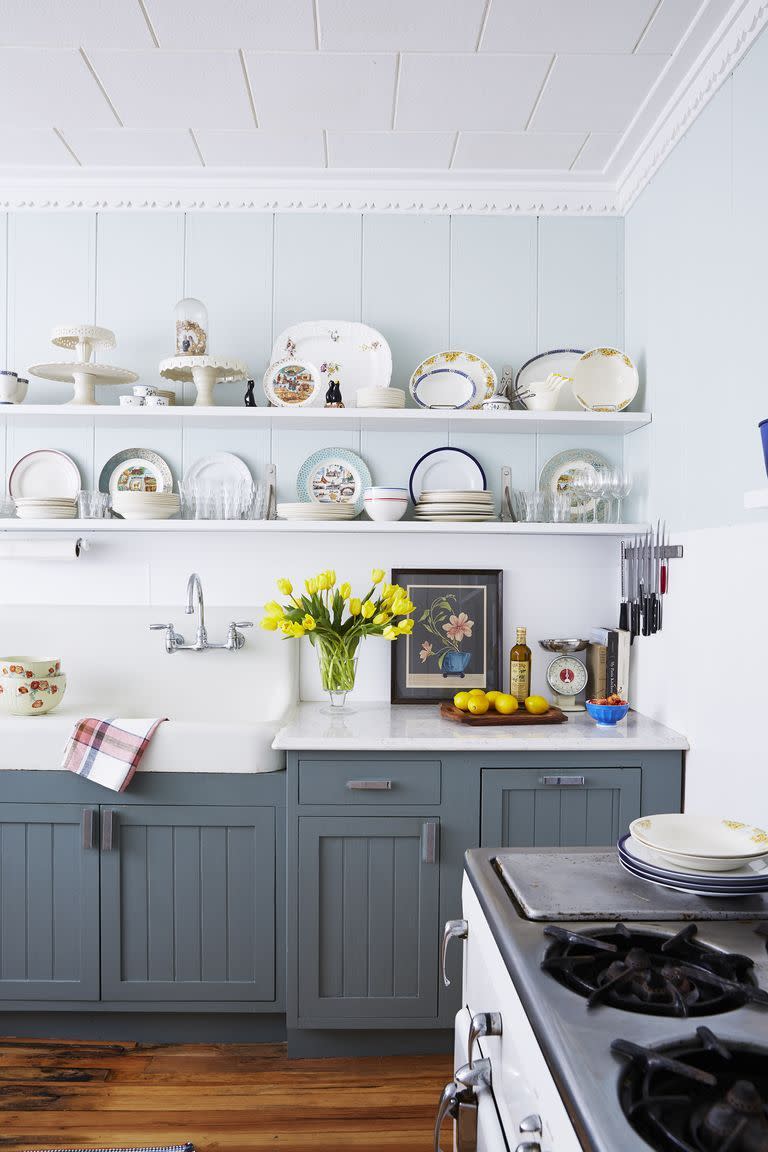 blue kitchen cabinets