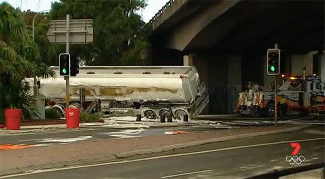 The tanker was turned upright on Friday afternoon. Source: 7News