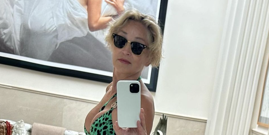 sharon stone bikini instagram selfie