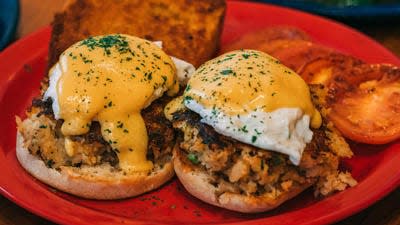 Persy's Place has a Fish Cake Benny to dig into