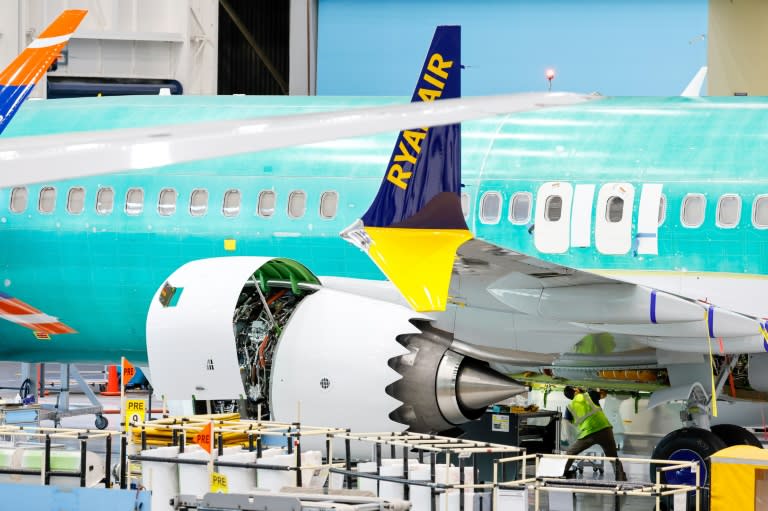 Boeing 737 MAX jets are seen under construction at the aeronautics giant's plant in Renton, Washington (Jennifer Buchanan)