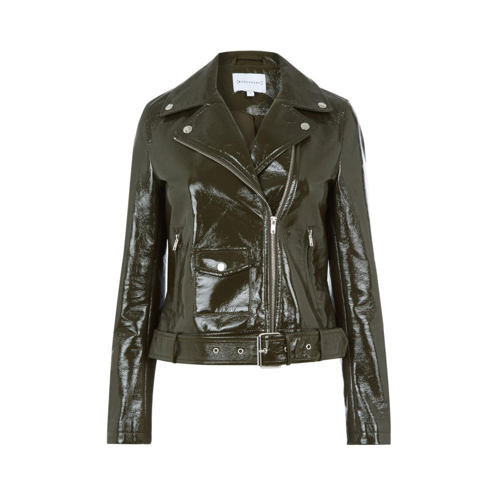 Patent Faux Leather Biker