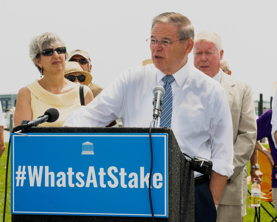 Sen. Bob Menendez, D-N.J., speaks in Brick, N.J., in August. (Photo: Michael Brochstein/SOPA Images/LightRocket via Getty Images)