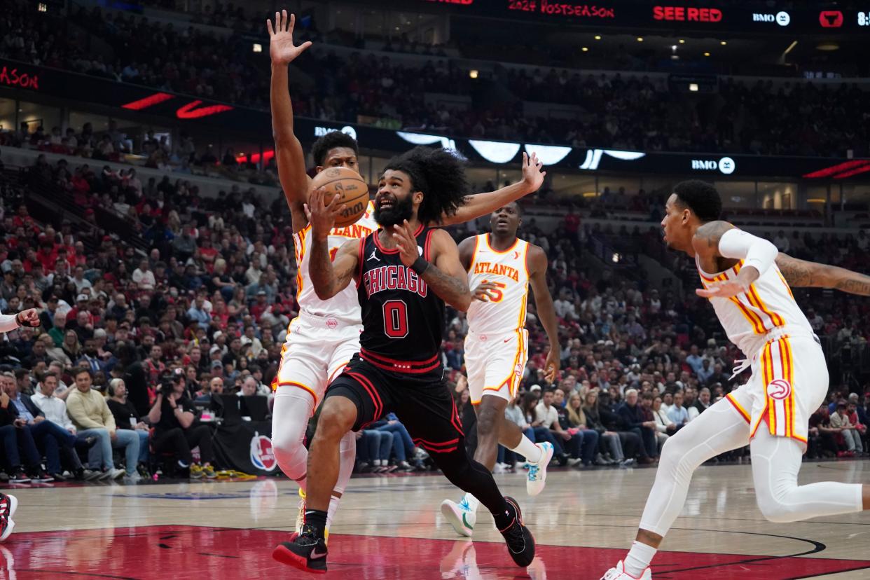 Coby White scored 42 points to lead the Bulls past the Hawks.