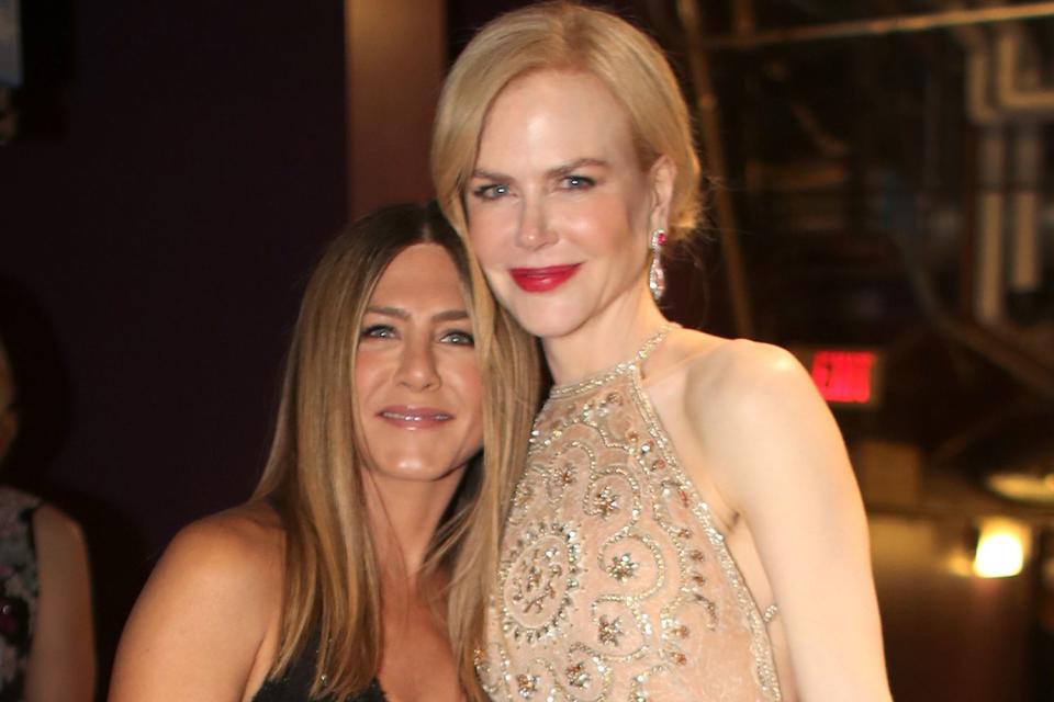 <p>Christopher Polk/Getty Images</p> Jennifer Aniston and Nicole Kidman on Feb. 26, 2017