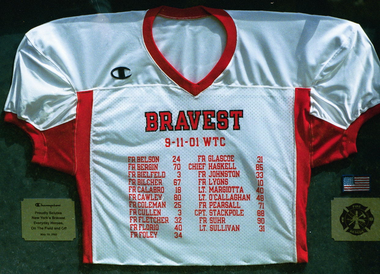 Jersey honoring the members of the Bravest lost on 9/11. (Courtesy Maggie Narducci)