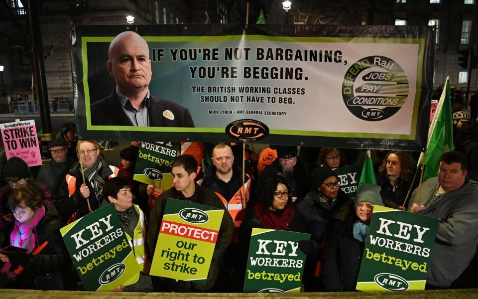 Rail workers on strike earlier this year - ANDY RAIN/EPA-EFE/Shutterstock