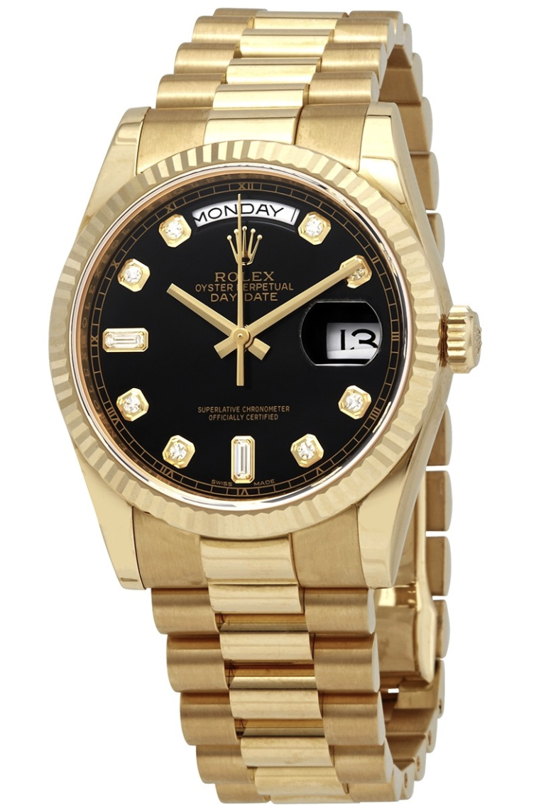 A gold Rolex Day-Date Date before Flair's jeweler gets their hands on it.