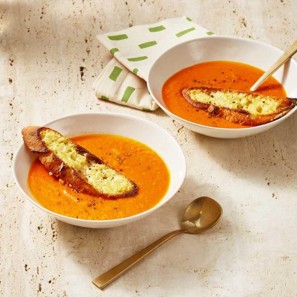 Tomato Soup With Parmesan Crostini