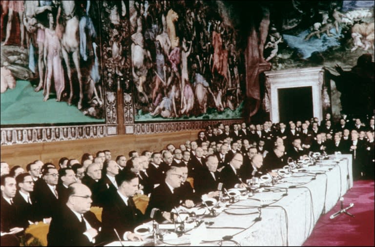 The Treaty of Rome was signed in the Palazzo dei Conservatori, one of the Renaissance palaces that line the Michelangelo-designed Capitoline Square in the Italian capital