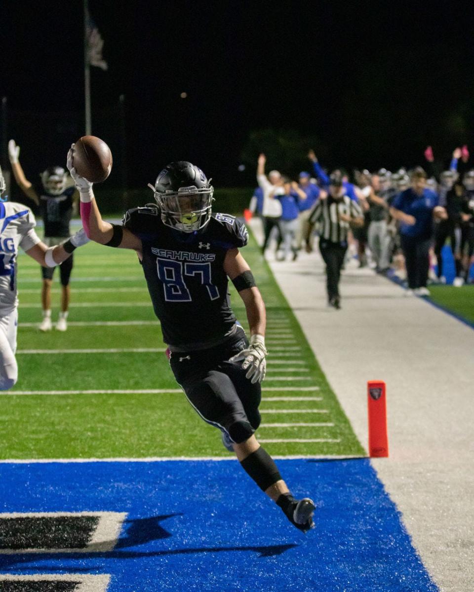 Community School of Naples defeated IMG Blue 41-13 on Thursday, Oct. 19. CSN's Sean McNamara scores a touchdown.