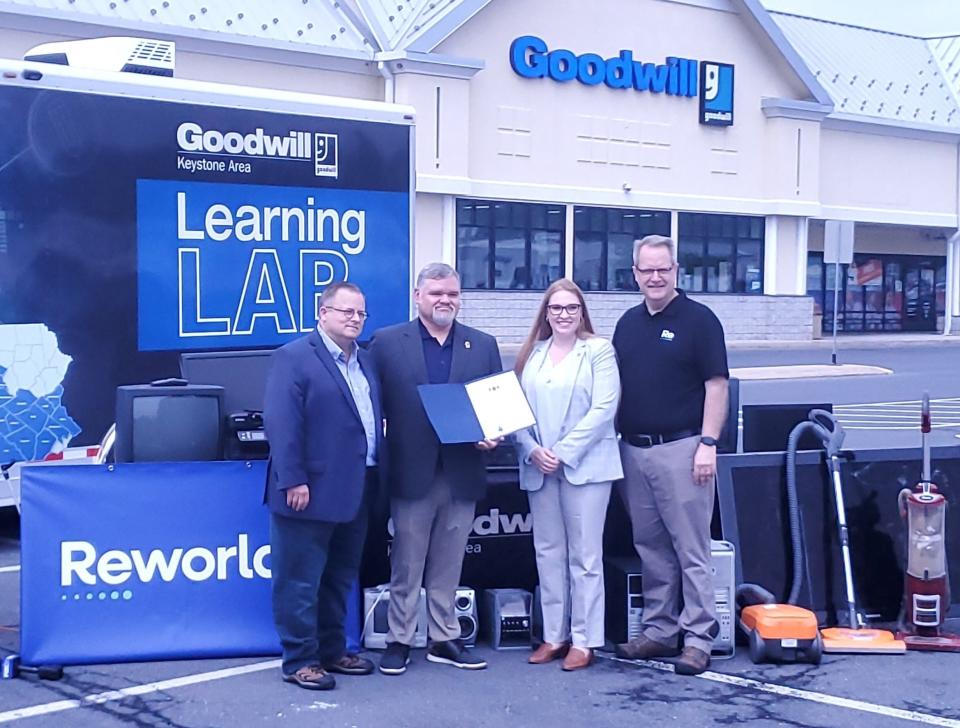 The program, launched during an event at the local Goodwill Keystone Area store and donation center in Lemoyne, is part of a new partnership with Reworld™, a provider of e-waste recycling that has recycled more than 135 million pounds of e-waste.
